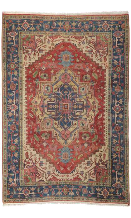 6 x 9 Vintage Indian Heriz Rug 78345