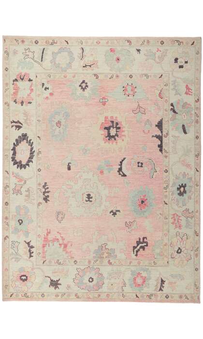 8 x 11 Colorful Pink Oushak Rug 80902