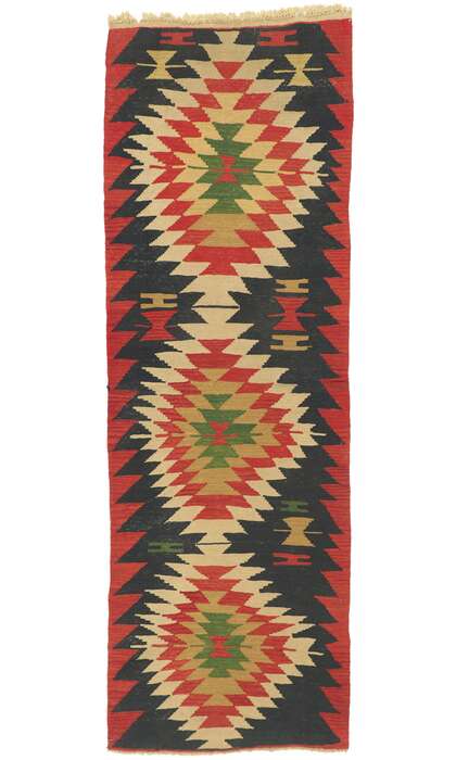 3 x 8 Vintage Persian Shiraz Kilim Rug 77601