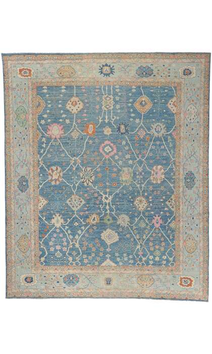 12 x 14 Colorful Blue Oushak Rug 80933