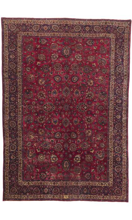 12 x 17 Antique Persian Mashhad Rug 61201