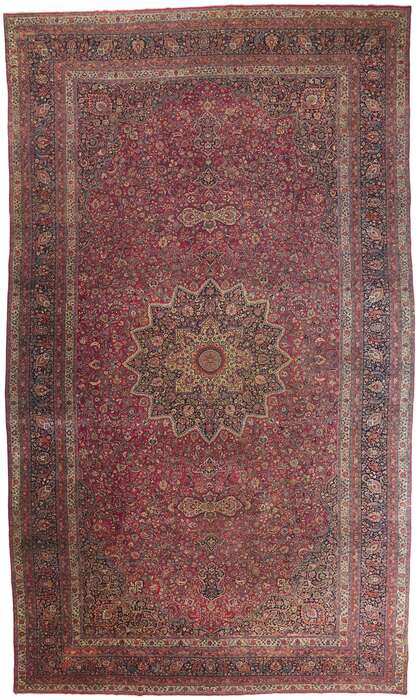 14 x 25 Antique Persian Mashhad Rug 78415