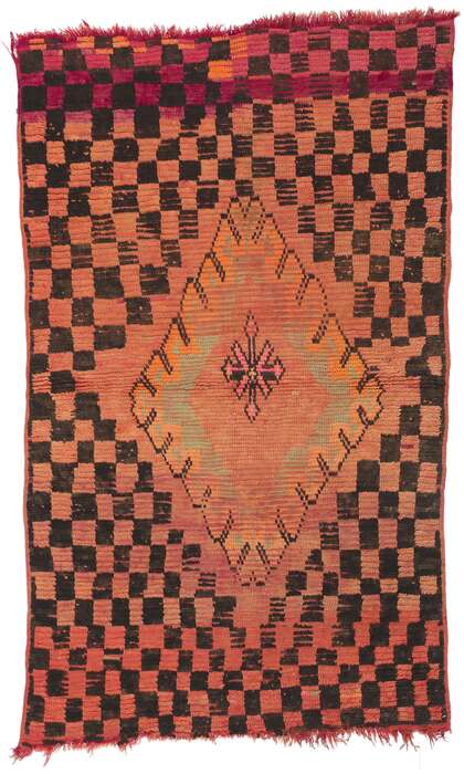 4 x 6 Vintage Orange Boujad Moroccan Rug 78406