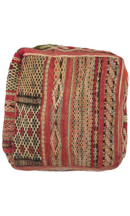 2 x 2 x 1 Vintage Moroccan Kilim Floor Pouf 78438