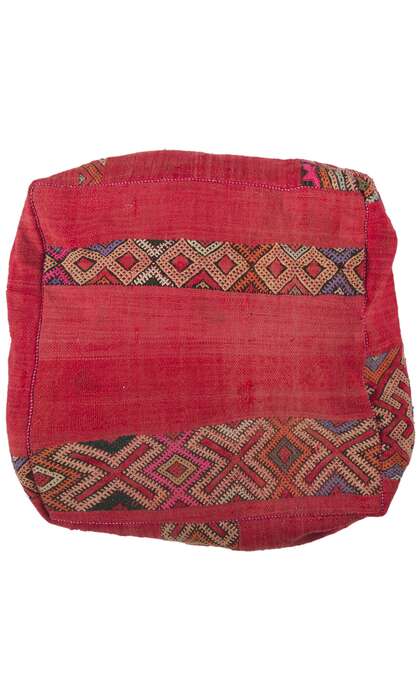 2 x 2 x 1 Vintage Moroccan Kilim Floor Pouf 78439