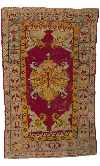 3 x 5 Antique Turkish Oushak Rug 78434