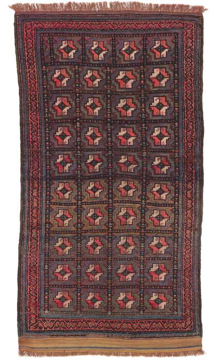 4 x 7 Vintage Persian Turkoman Rug 61222