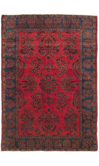 5 x 6 Antique Persian Mohajeran Sarouk Rug 78451