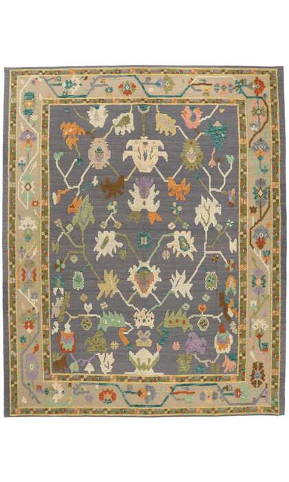 11 x 13 Colorful Oushak High-Low Rug 30390