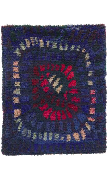 4 x 5 Viola Grasten Vintage Swedish Rya Rug 78473