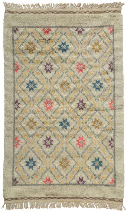 4 x 7 Vintage Swedish Rya Rug 78509