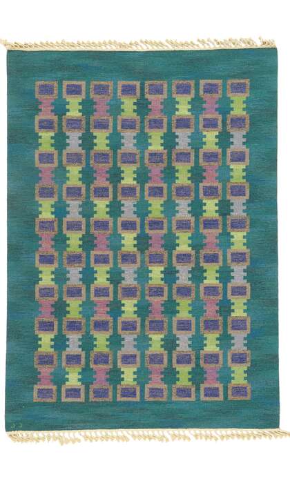 6 x 8 Vintage Swedish Kilim Rug 78495 by Judith Johansson