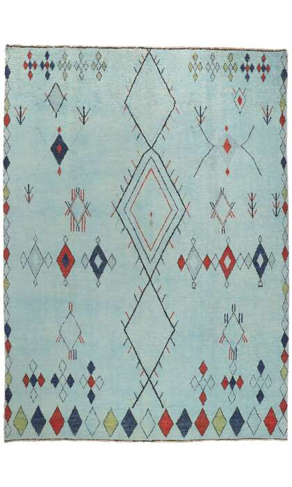 10 x 14 Large Aqua Moroccan Area Rug 80348