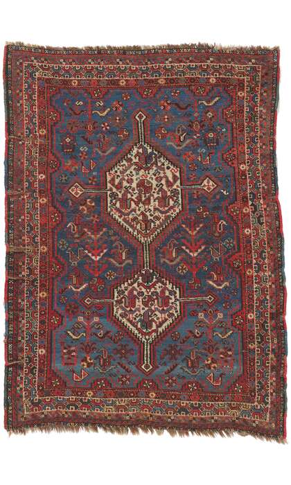 4 x 5 Antique Persian Shiraz Rug 78519