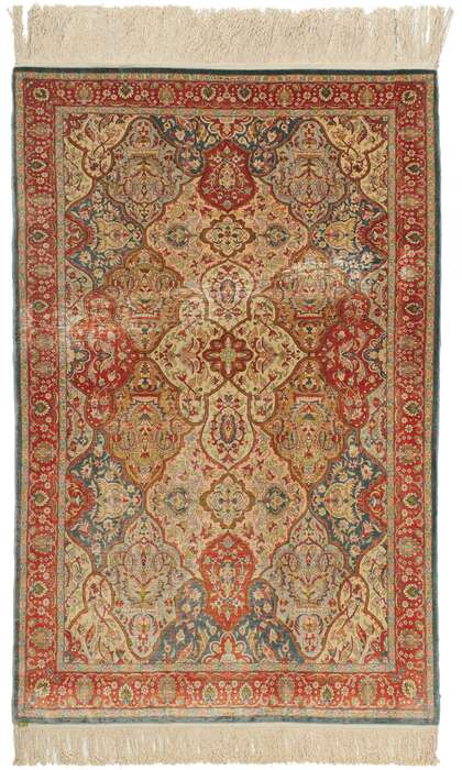 4 x 5 Vintage Turkish Silk Hereke Rug 78514