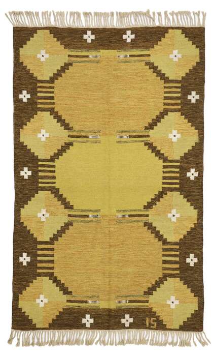 5 x 8 Vintage Swedish Rug Ingegerd Silow Orbyhus Rollakan 77034