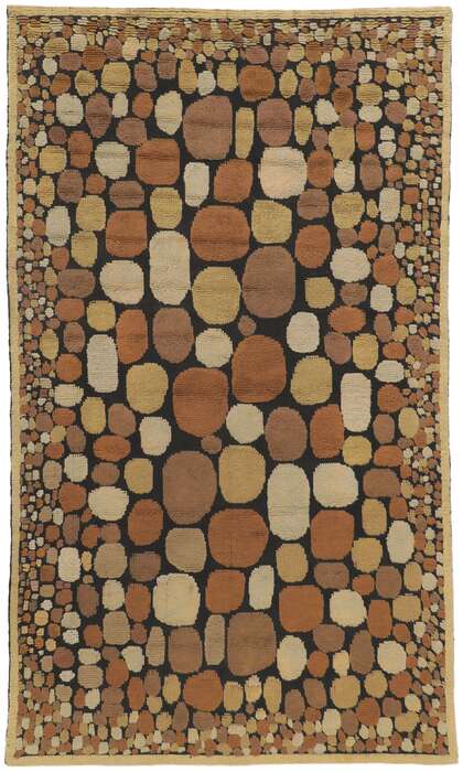 5 x 9 Vintage Swedish Relief Rug Halv-Flossa 78491