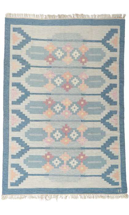 7 x 10 Ingegerd Silow Vintage Swedish Rollakan Rug 78246