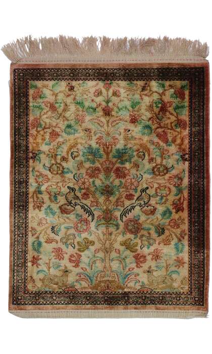 2 x 3 Vintage Persian Silk Qum Rug 21677