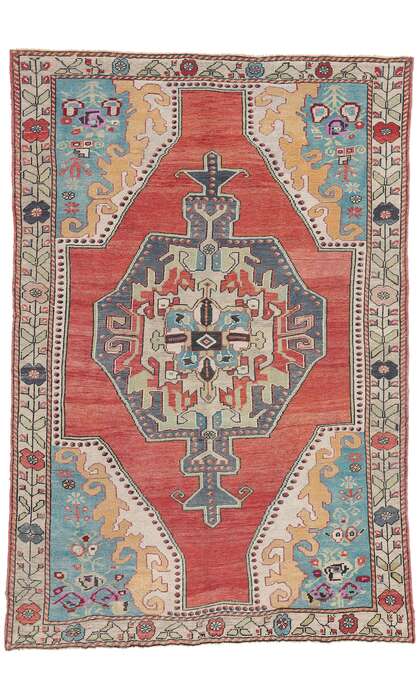 5 x 7 Vintage Turkish Oushak Rug 53865