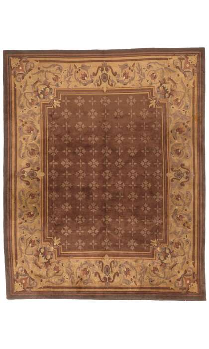 8 x 10 Earth-Tone Vintage Tibetan Rug 78458