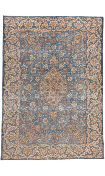 8 x 12 Vintage Blue Persian Isfahan Rug 61251