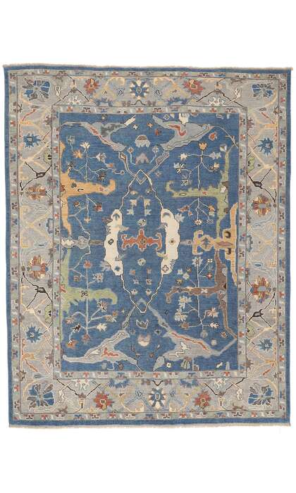 8 x 10 Modern Blue Oushak Rug 80990