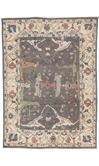 9 x 12 Earth-Tone Modern Oushak Rug 80989