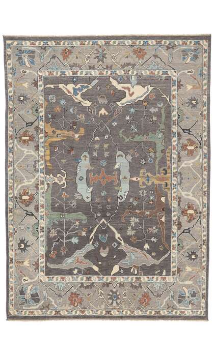 9 x 12 Earth-Tone Modern Oushak Rug 80991