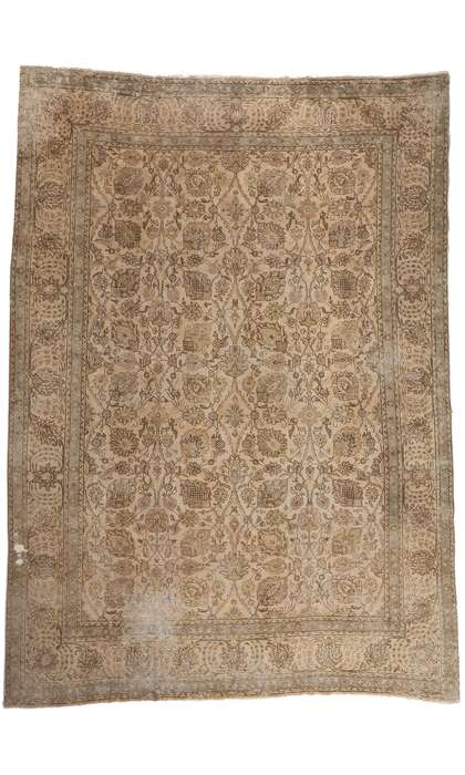 11 x 16 Earth-Tone Vintage Persian Tabriz Rug 78583