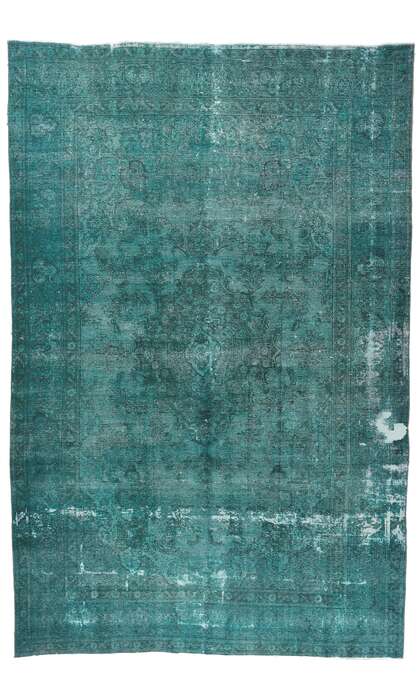 11 x 17 Vintage Persian Teal Overdyed Rug 78584