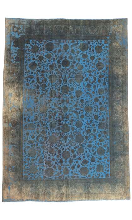 13 x 19 Vintage Persian Blue Overdyed Rug 78579