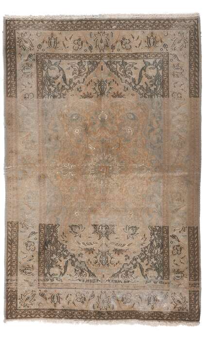 3 x 5 Distressed Vintage Persian Kashan Rug 78574