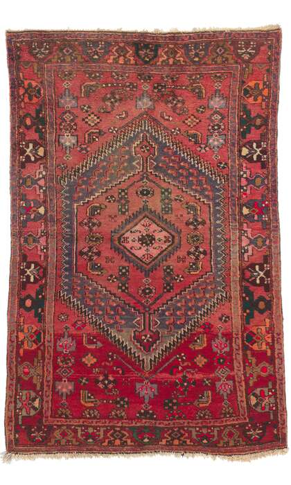 4 x 7 Antique Red Persian Hamadan Rug 21692