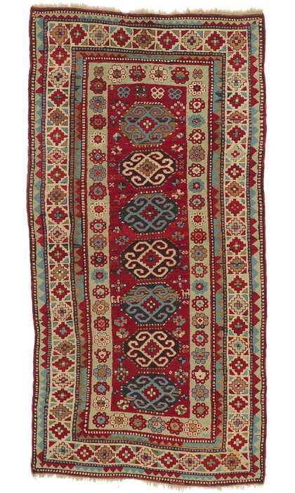 4 x 9 Antique Caucasian Kazak Rug 74292