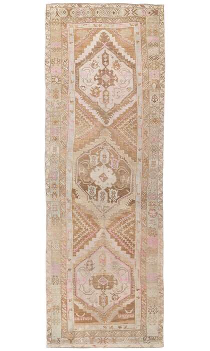 5 x 15 Earth-Tone Vintage Oushak Rug 53708