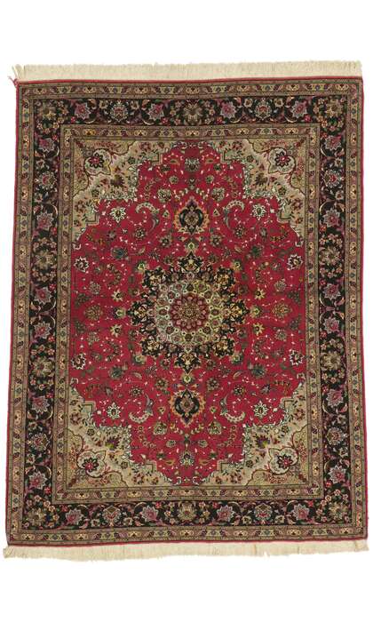 5 x 7 Vintage Persian Silk Tabriz Rug 74399