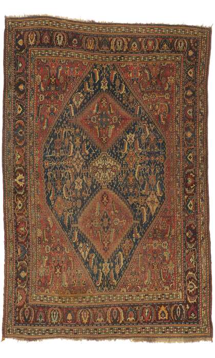 5 x 8 Antique Persian Qashqai Rug 21696