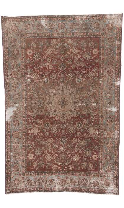 6 x 10 Distressed Antique Persian Tabriz Rug 78599
