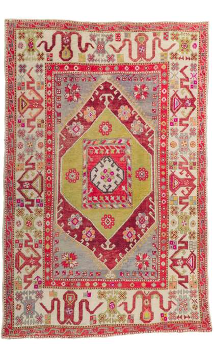 6 x 9 Vintage Turkish Colorful Oushak Rug 51784