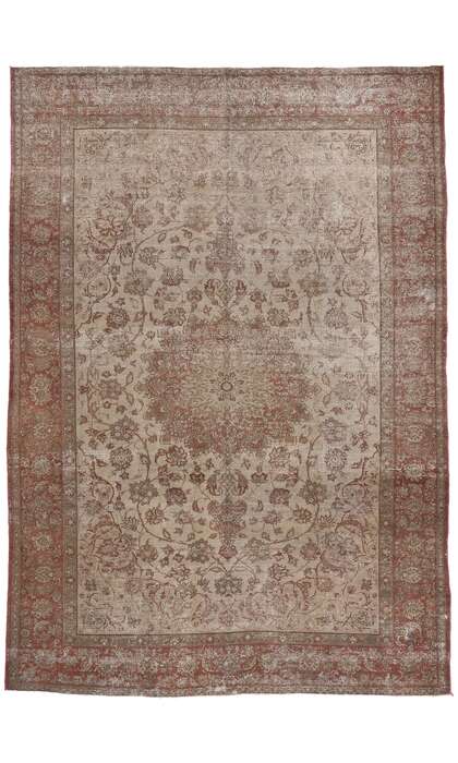 8 x 12 Distressed Vintage Persian Tabriz Rug 78585