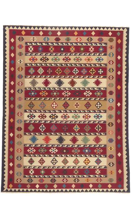 10 x 13 Vintage Persian Shiraz Kilim Rug 78605