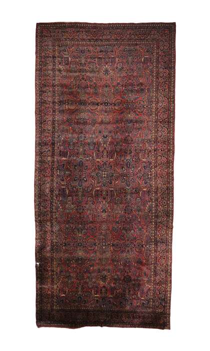 14 x 31 Antique Persian Sarouk Rug Hotel Size 74845