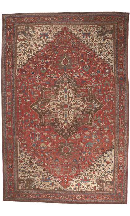 16 x 24 Oversized Antique Persian Serapi Rug 77525