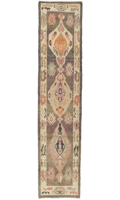 3 x 12 Earth-Tone Oushak Runner 53793