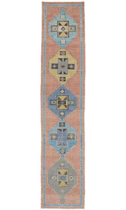 3 x 14 Colorful Oushak Rug Runner 53265