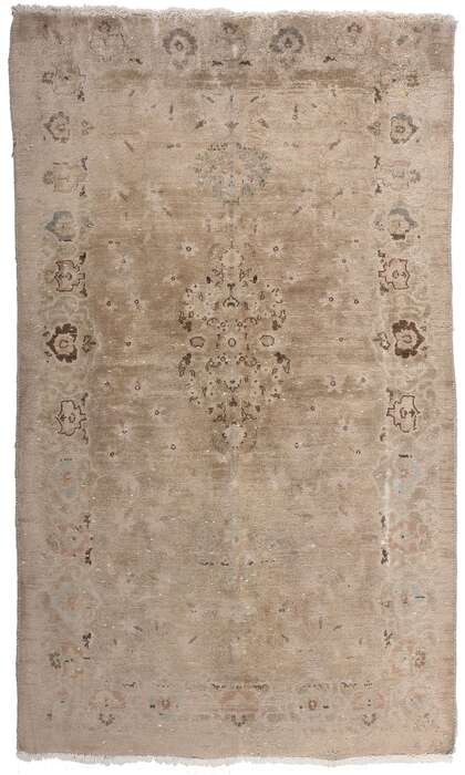 3 x 5 Neutral Vintage Persian Kashan Rug 78576