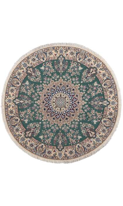 5 x 5 Vintage Persian Nain Round Rug 78596