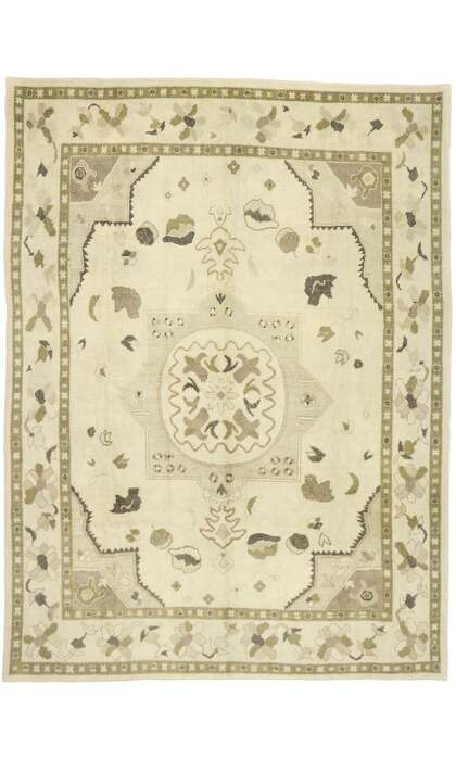 9 x 12 Earth-Tone Turkish Oushak Rug 52924