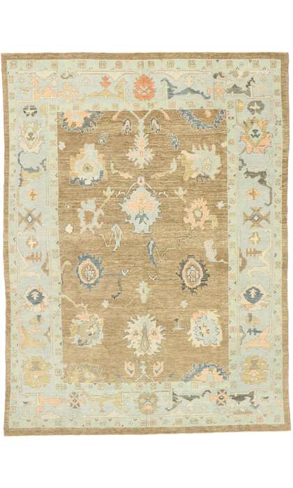 9 x 12 Earthy Pastel Oushak Rug 52823